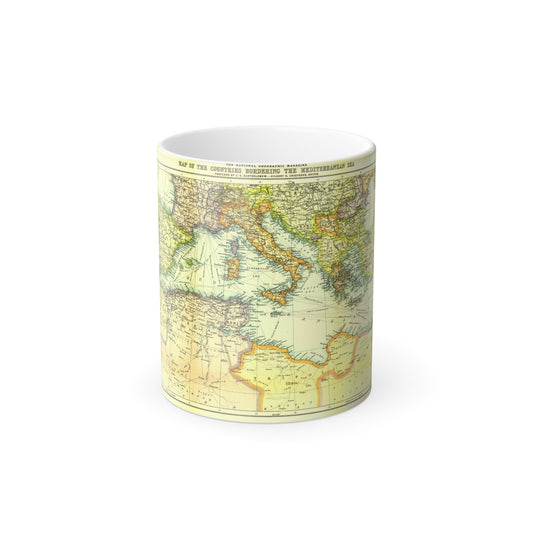 Mediterranean - Countries Bordering the (1912) (Map) Color Changing Mug 11oz-11oz-The Sticker Space