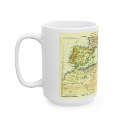 Mediterranean - Countries Bordering the (1912) (Map) White Coffee Mug-The Sticker Space