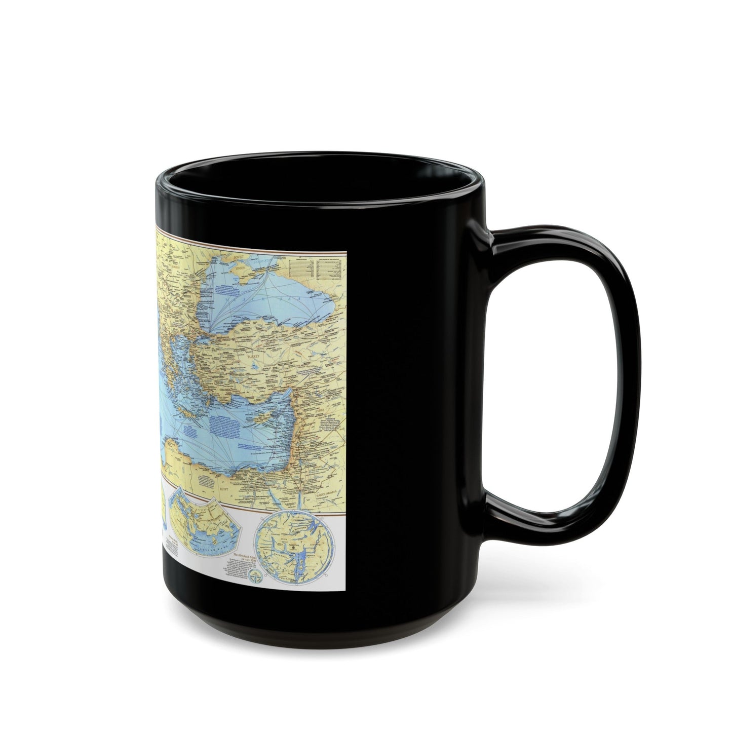 Mediterranean - Historic , 800 BC to AD 1500 (1982) (Map) Black Coffee Mug-The Sticker Space