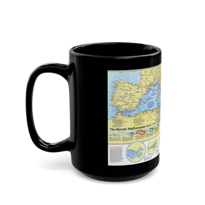 Mediterranean - Historic , 800 BC to AD 1500 (1982) (Map) Black Coffee Mug-The Sticker Space