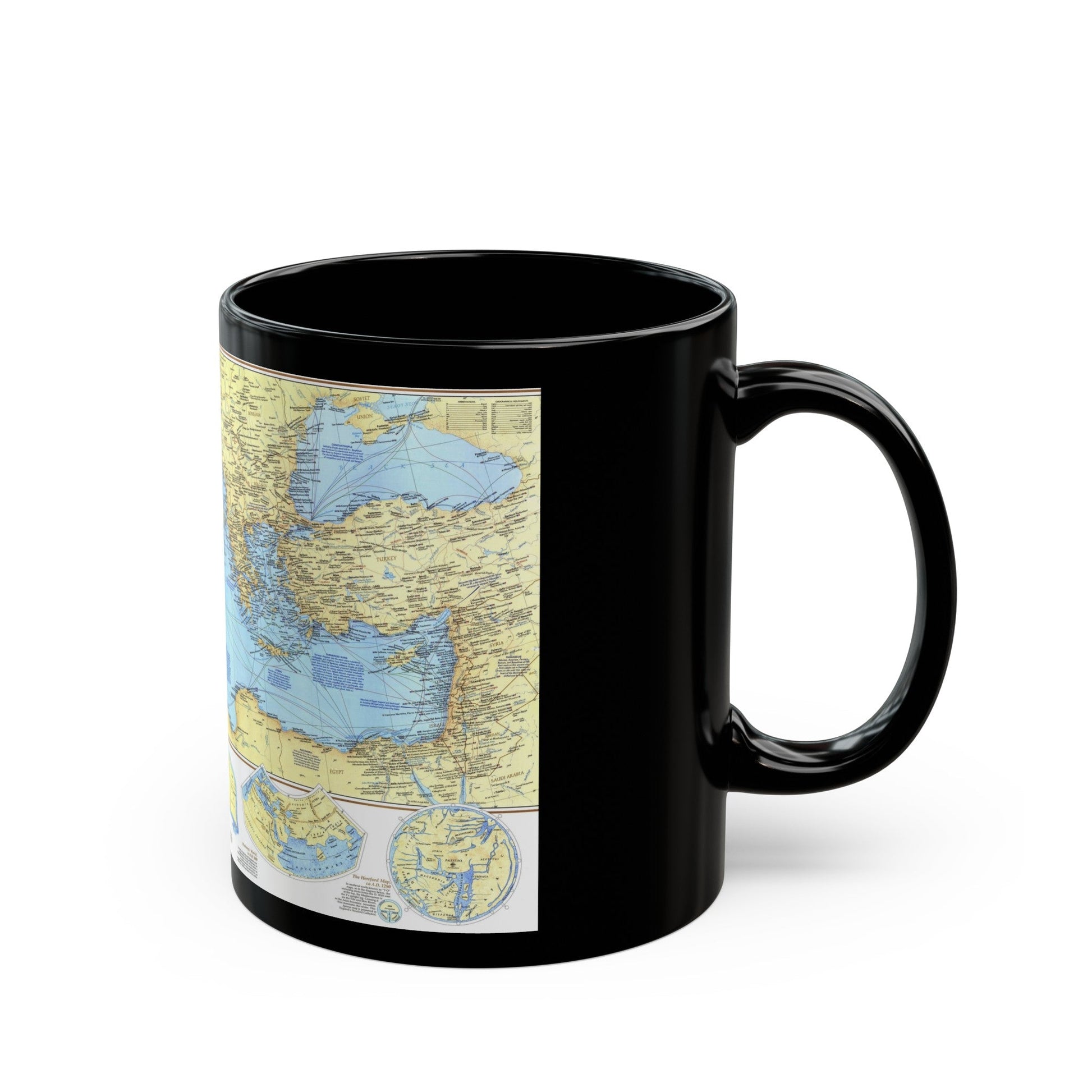 Mediterranean - Historic , 800 BC to AD 1500 (1982) (Map) Black Coffee Mug-The Sticker Space