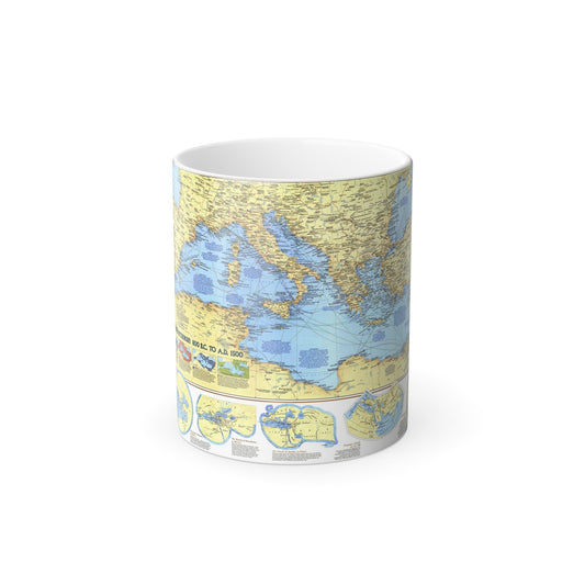 Mediterranean - Historic , 800 BC to AD 1500 (1982) (Map) Color Changing Mug 11oz-11oz-The Sticker Space