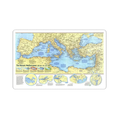 Mediterranean - Historic , 800 BC to AD 1500 (1982) (Map) STICKER Vinyl Kiss-Cut Decal 2 Inch White - The Sticker Space