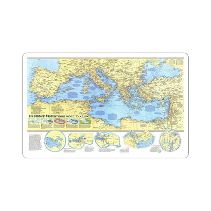Mediterranean - Historic , 800 BC to AD 1500 (1982) (Map) STICKER Vinyl Kiss-Cut Decal 6 Inch White - The Sticker Space