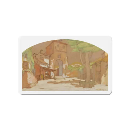 Mediterranean Scene (Magazine Illustration) Refrigerator Magnet 4 Inch Die-Cut - The Sticker Space