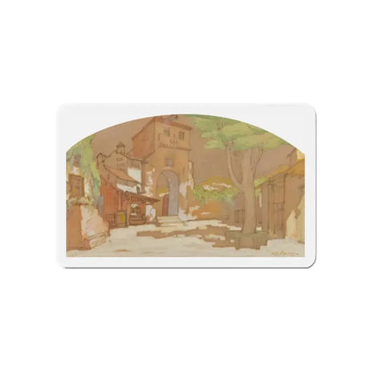 Mediterranean Scene (Magazine Illustration) Refrigerator Magnet 6 Inch Die-Cut - The Sticker Space