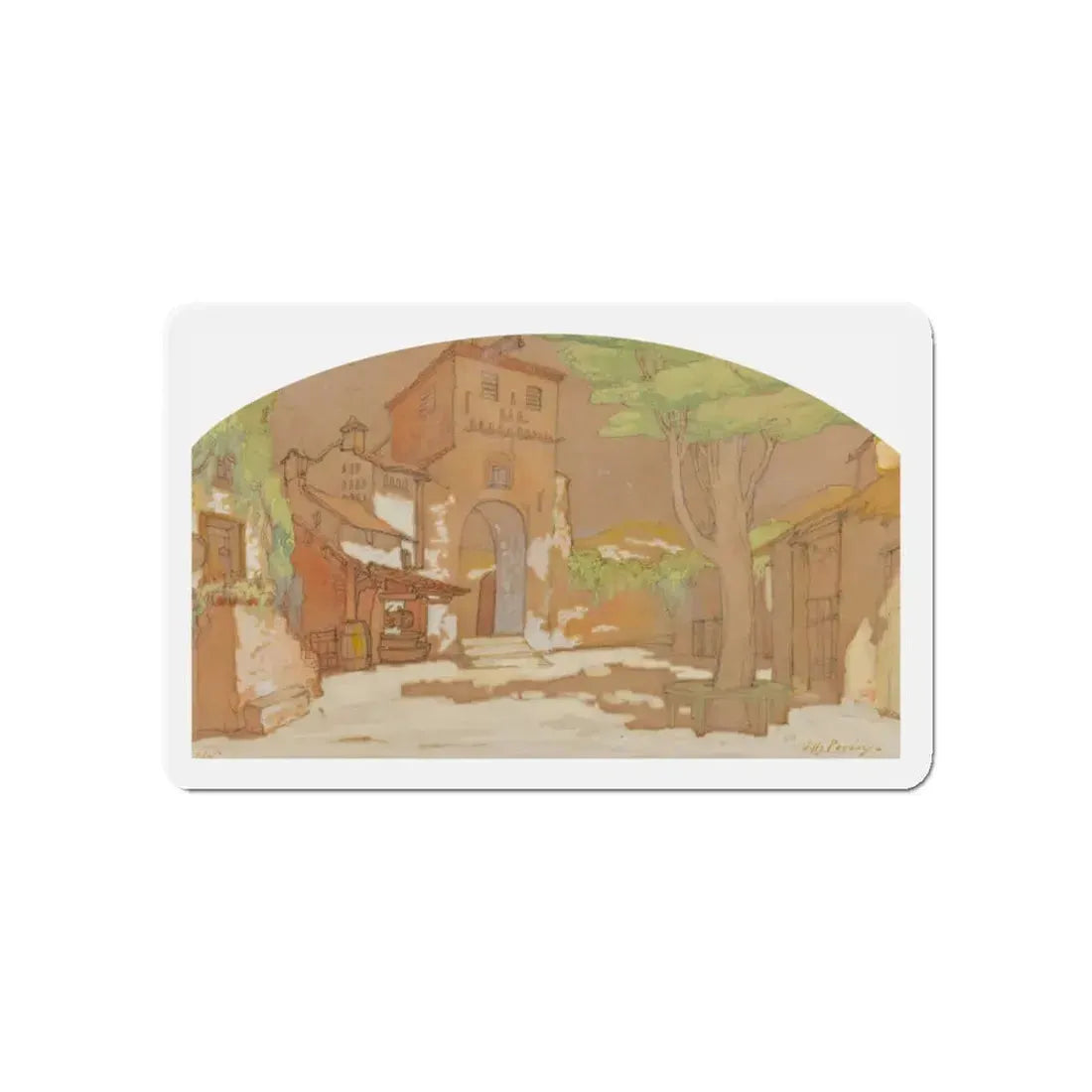 Mediterranean Scene (Magazine Illustration) Refrigerator Magnet - The Sticker Space