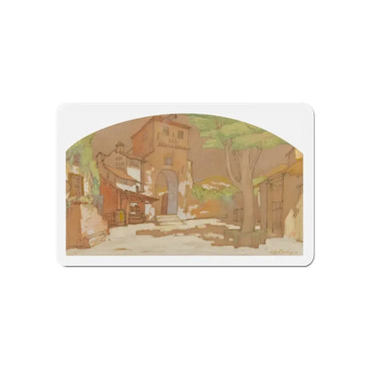 Mediterranean Scene (Magazine Illustration) Refrigerator Magnet - The Sticker Space