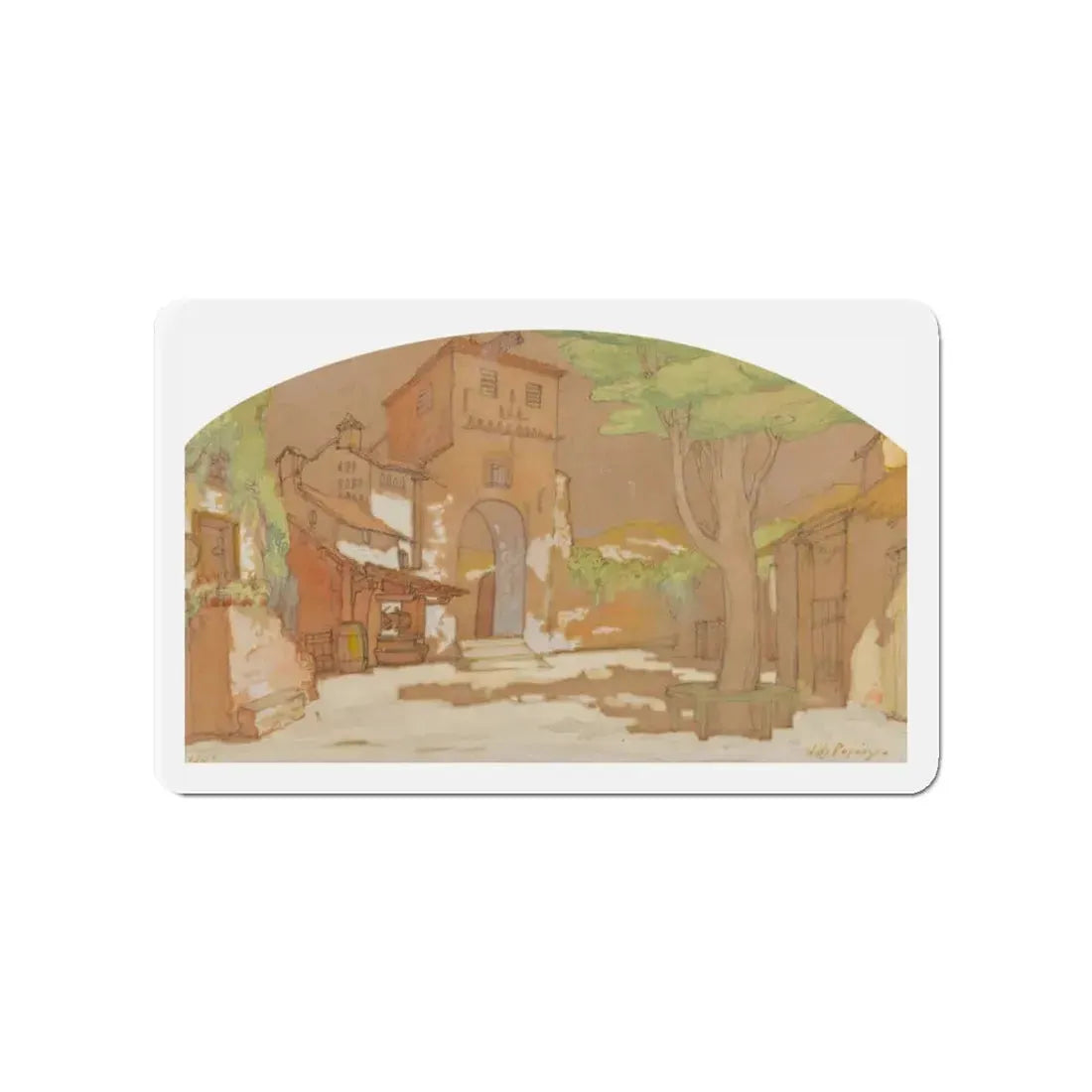 Mediterranean Scene (Magazine Illustration) Refrigerator Magnet - The Sticker Space