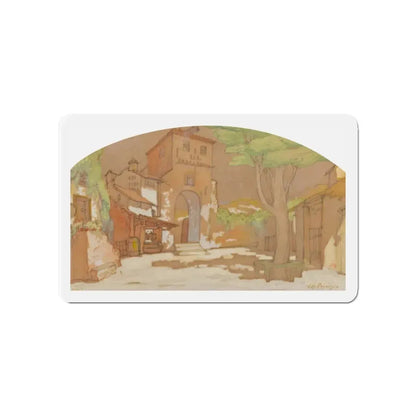 Mediterranean Scene (Magazine Illustration) Refrigerator Magnet - The Sticker Space