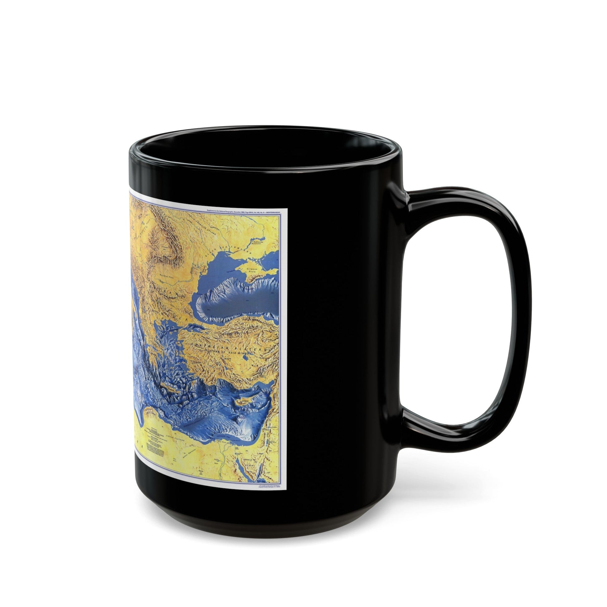 Mediterranean Seafloor (1982) (Map) Black Coffee Mug-The Sticker Space