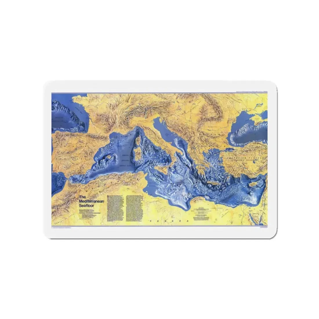 Mediterranean Seafloor (1982) (Map) Refrigerator Magnet 2 Inch - The Sticker Space