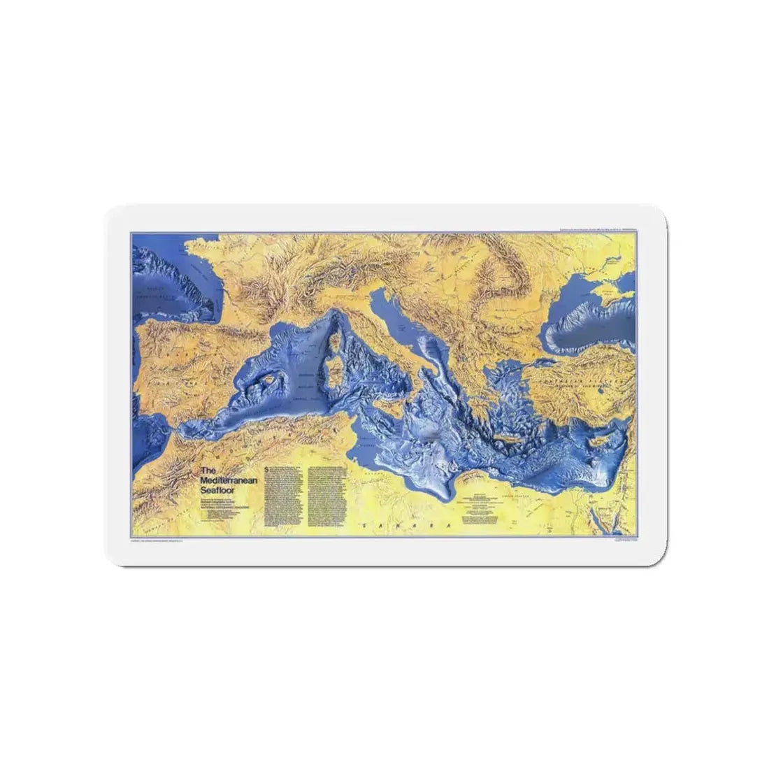 Mediterranean Seafloor (1982) (Map) Refrigerator Magnet 3 Inch - The Sticker Space