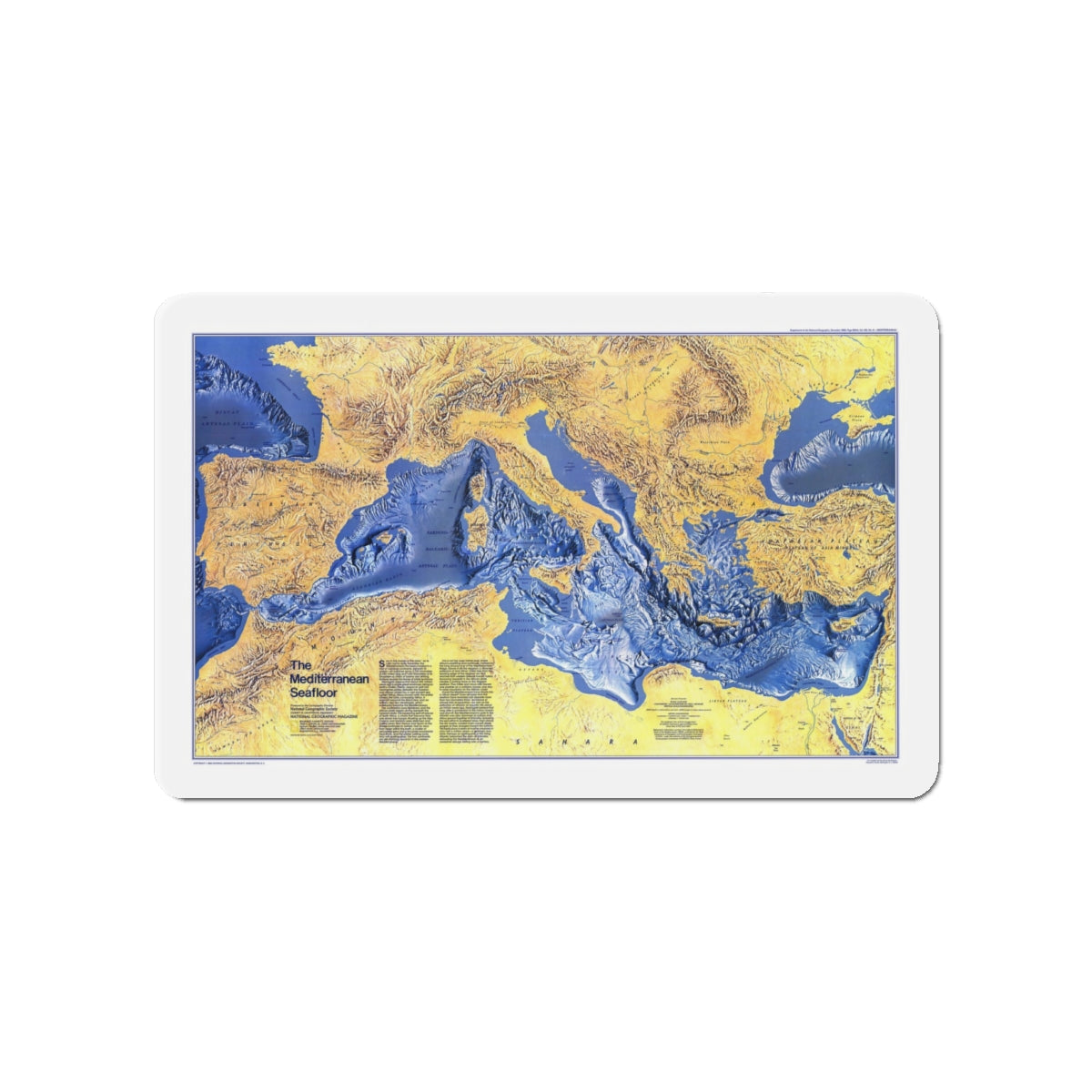 Mediterranean Seafloor (1982) (Map) Refrigerator Magnet-4" x 4"-The Sticker Space