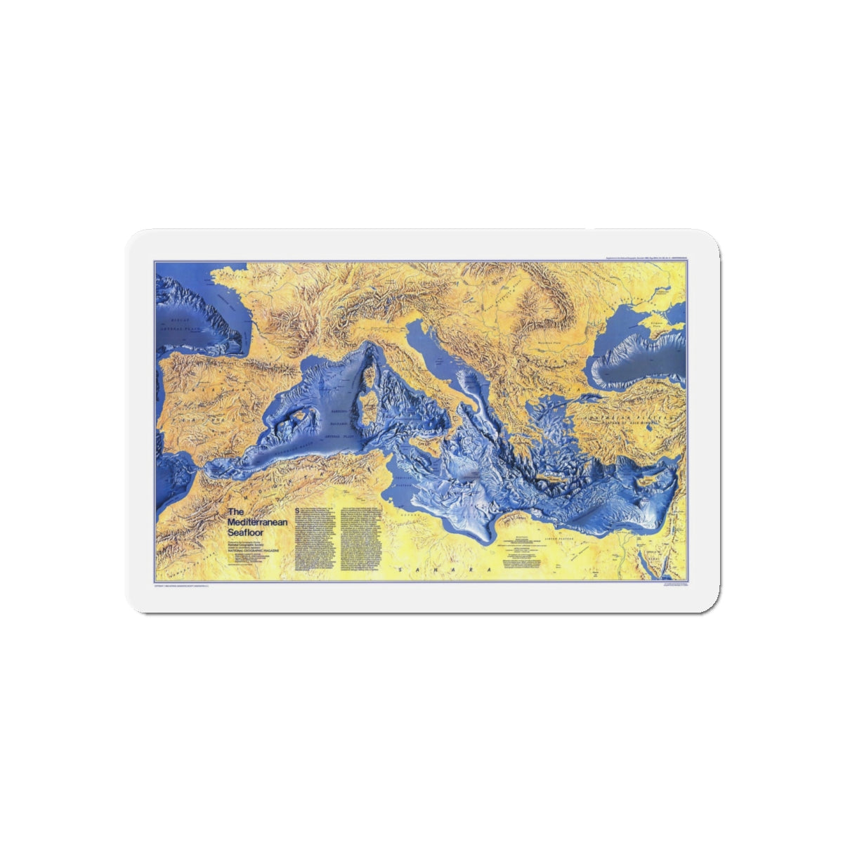 Mediterranean Seafloor (1982) (Map) Refrigerator Magnet-5" x 5"-The Sticker Space