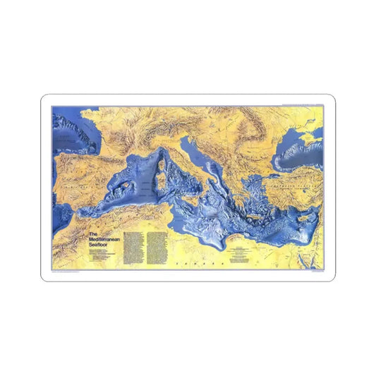 Mediterranean Seafloor (1982) (Map) STICKER Vinyl Kiss-Cut Decal 2 Inch White - The Sticker Space