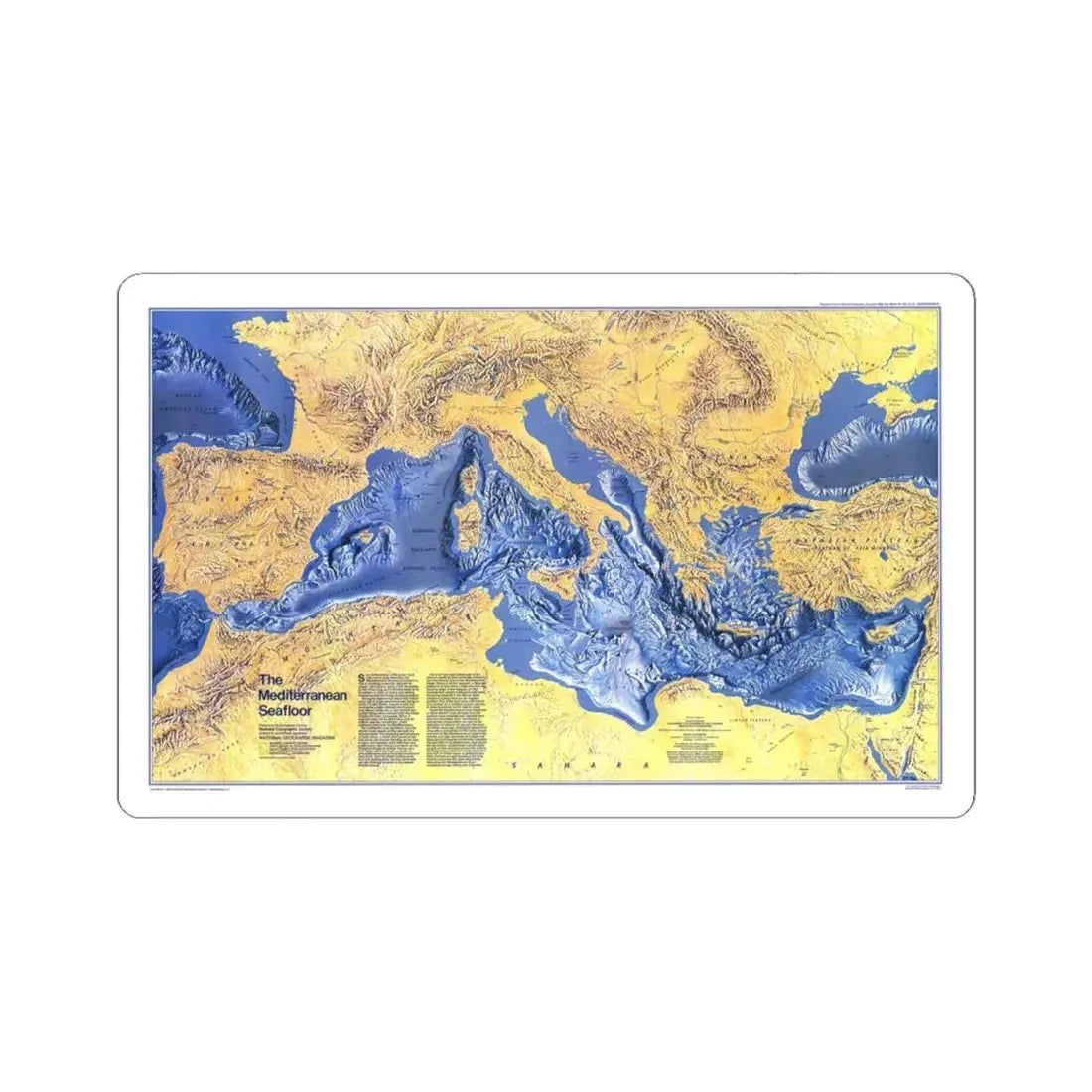 Mediterranean Seafloor (1982) (Map) STICKER Vinyl Kiss-Cut Decal 6 Inch White - The Sticker Space