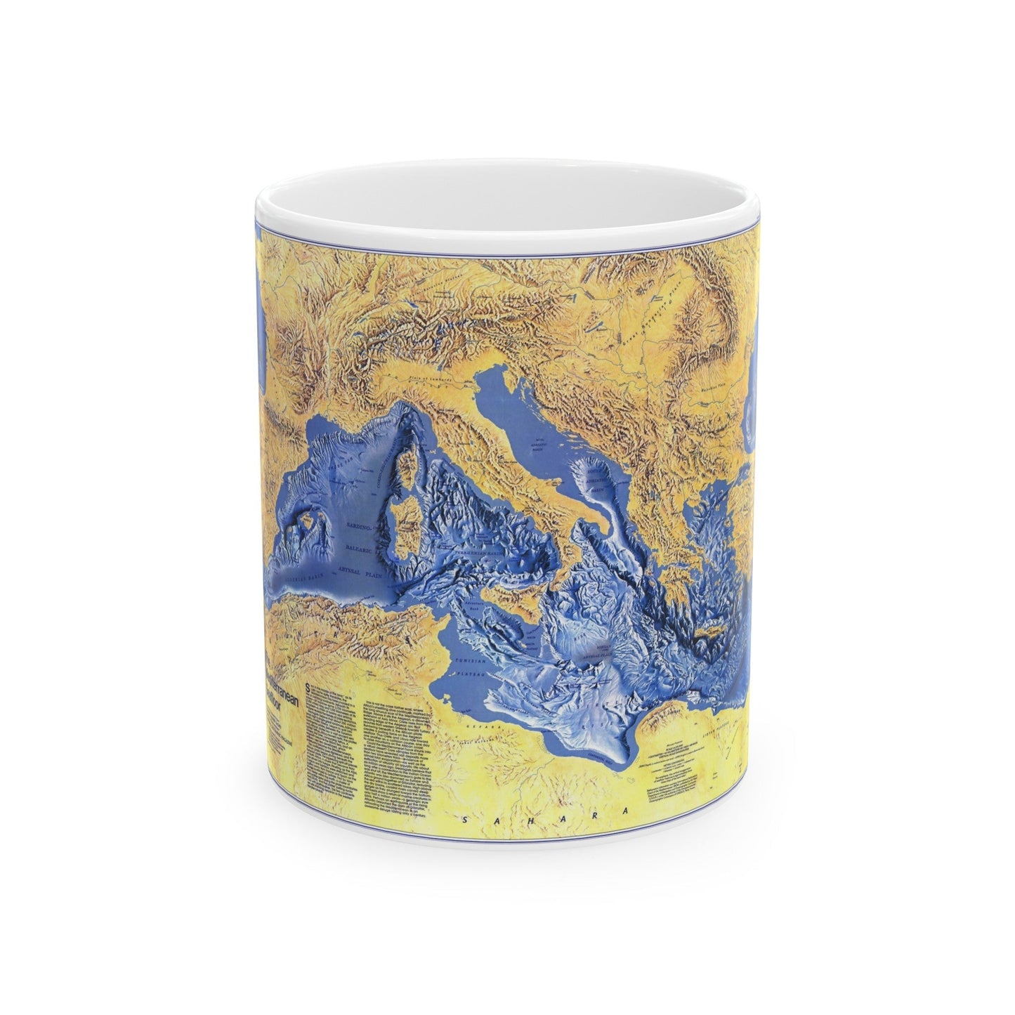 Mediterranean Seafloor (1982) (Map) White Coffee Mug-11oz-The Sticker Space