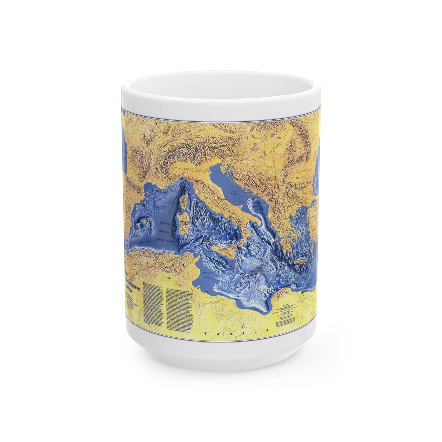 Mediterranean Seafloor (1982) (Map) White Coffee Mug-15oz-The Sticker Space