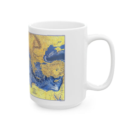 Mediterranean Seafloor (1982) (Map) White Coffee Mug-The Sticker Space