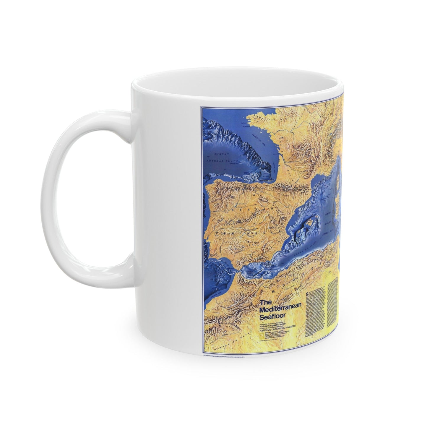 Mediterranean Seafloor (1982) (Map) White Coffee Mug-The Sticker Space