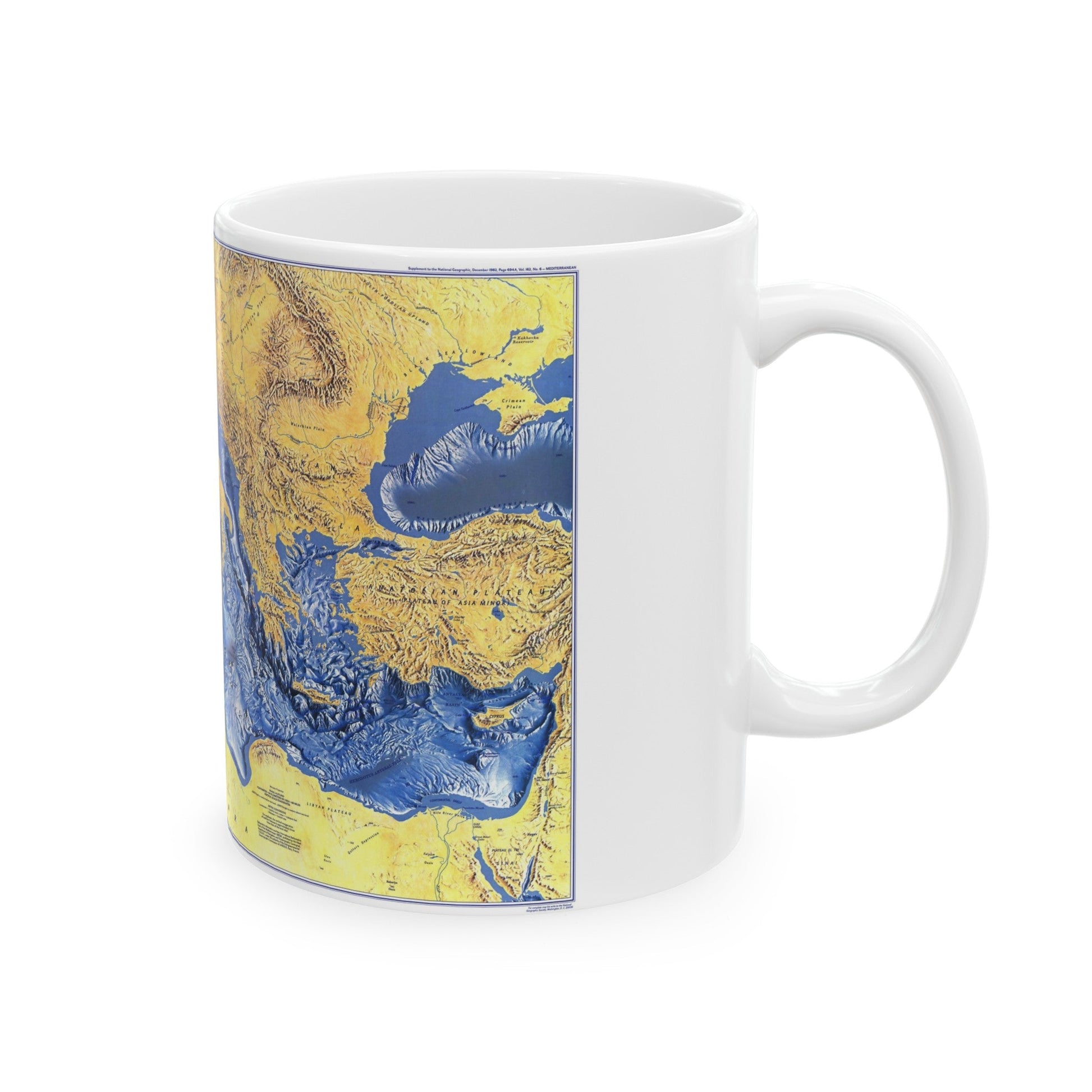 Mediterranean Seafloor (1982) (Map) White Coffee Mug-The Sticker Space