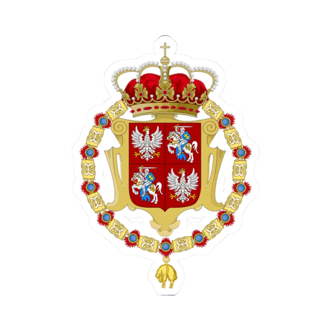 Medium coa of plc under jagiellon (Lithuania) (Coat of Arms) STICKER Vinyl Kiss-Cut Decal 2 Inch White - The Sticker Space