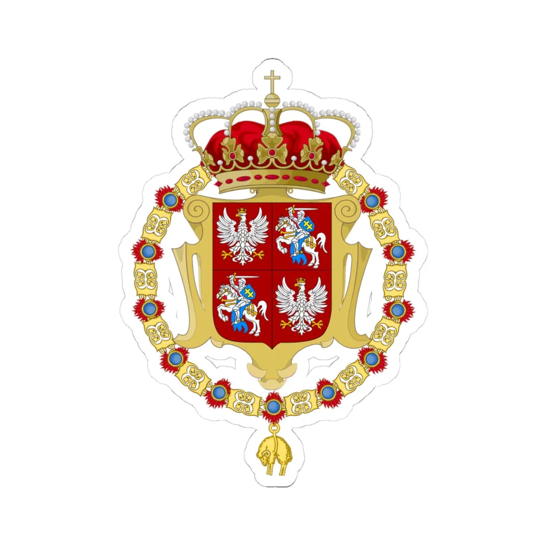 Medium coa of plc under jagiellon (Lithuania) (Coat of Arms) STICKER Vinyl Kiss-Cut Decal 4 Inch White - The Sticker Space