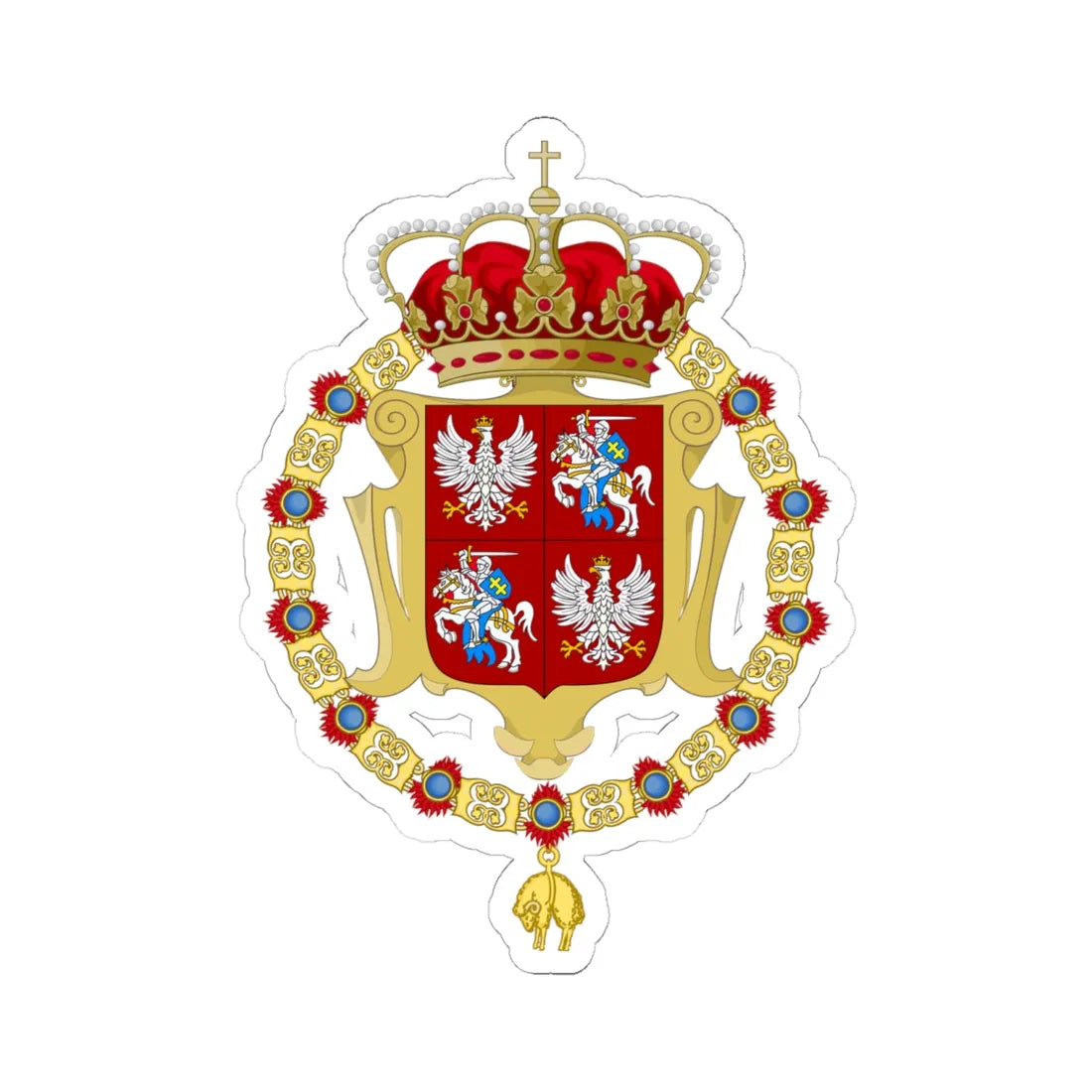 Medium coa of plc under jagiellon (Lithuania) (Coat of Arms) STICKER Vinyl Kiss-Cut Decal 6 Inch White - The Sticker Space