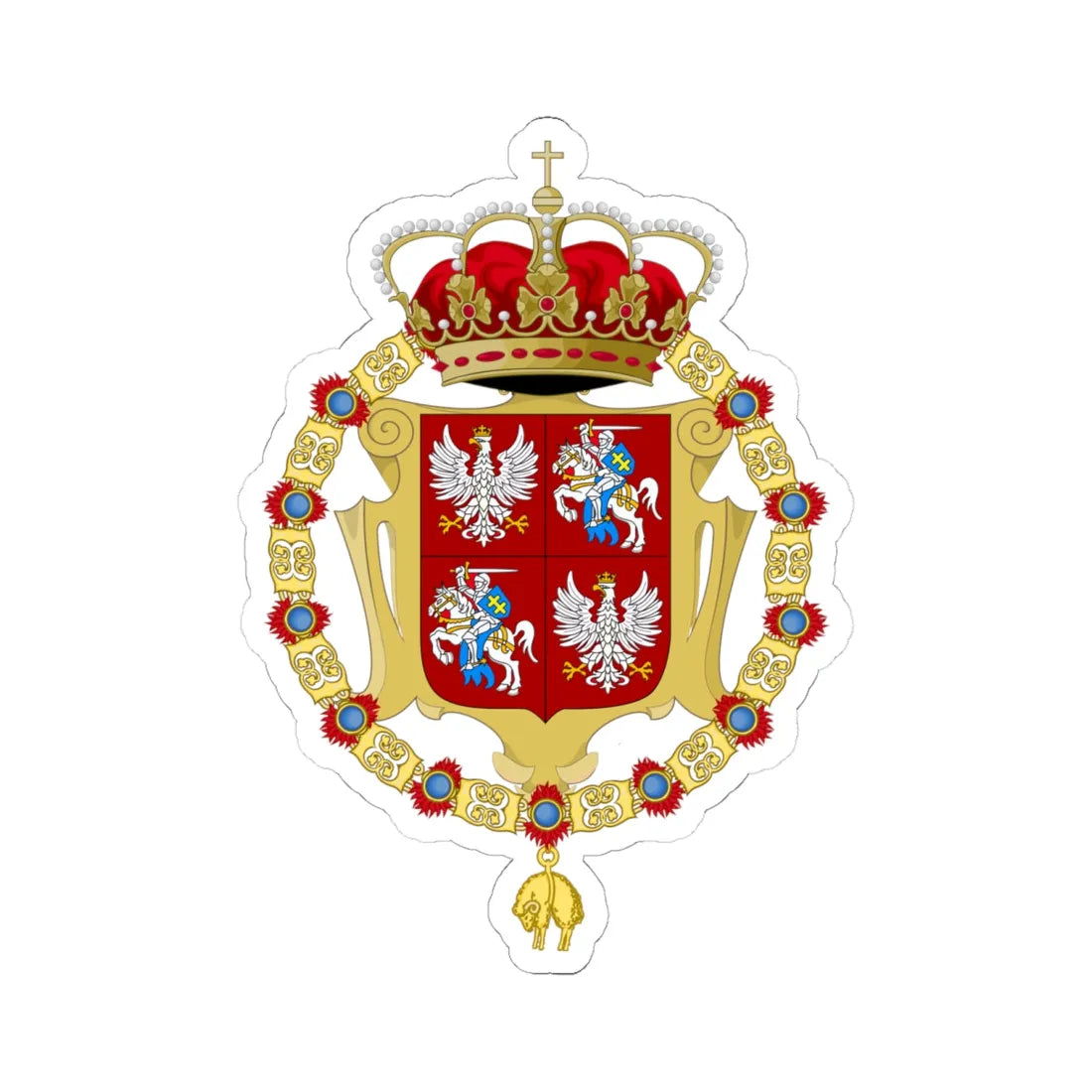 Medium coa of plc under jagiellon ver 2 (Lithuania) (Coat of Arms) STICKER Vinyl Kiss-Cut Decal 6 Inch White - The Sticker Space