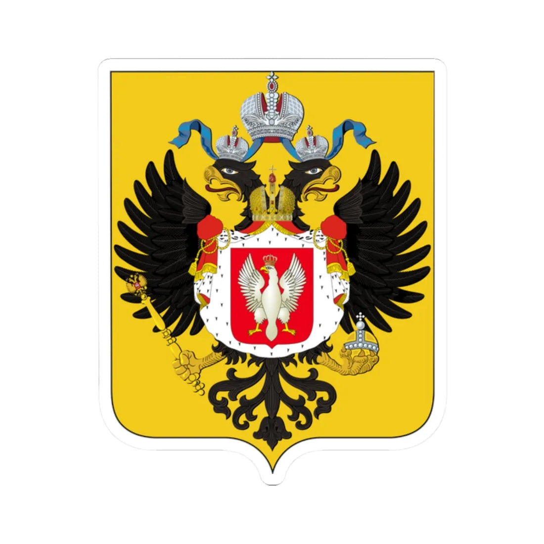 Medium Coat of Arms of Congress Poland (Russia) (Coat of Arms) STICKER Vinyl Kiss-Cut Decal 2 Inch White - The Sticker Space