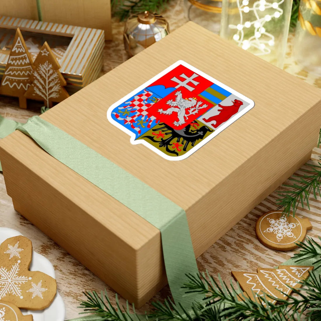 Medium coat of arms of Czechoslovakia 1918-1938 and 1945-1961 (Slovakia) (Coat of Arms) STICKER Vinyl Kiss-Cut Decal - The Sticker Space