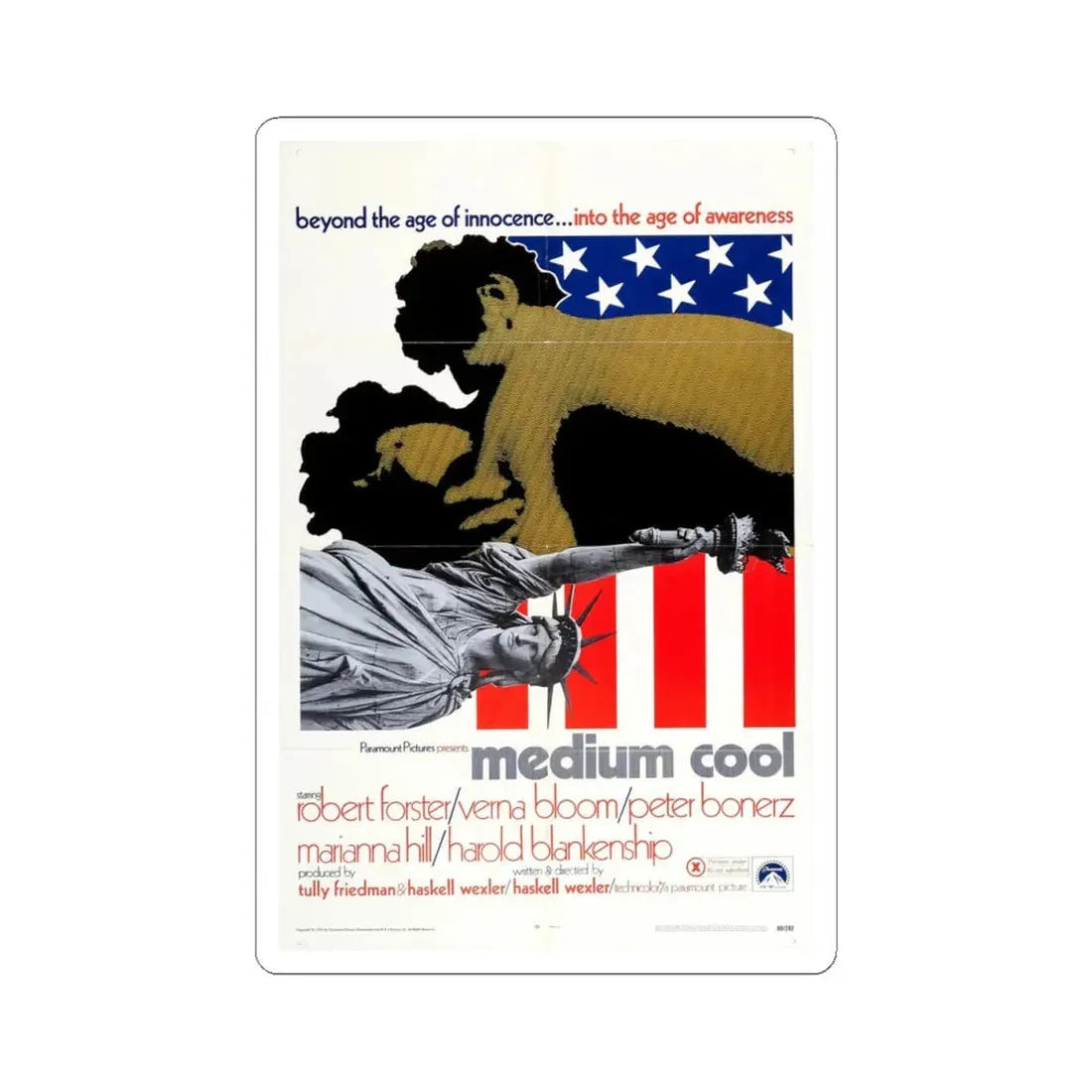 Medium Cool 1969 Movie Poster - STICKER Vinyl Kiss-Cut Decal 4 Inch White - The Sticker Space