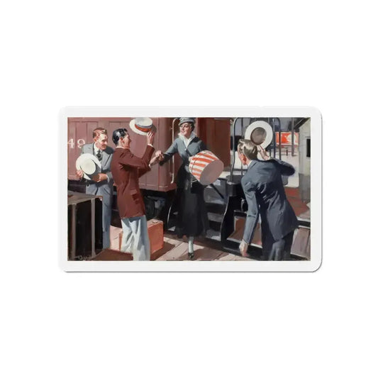 Meet me at the Train Station (Magazine Illustration) Refrigerator Magnet 6 Inch Die-Cut - The Sticker Space