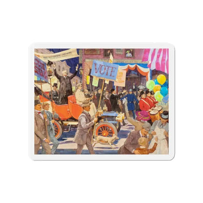 Meet the Candidates, 1906 Cadillac, Great Moments in Early American Motoring, October 1971 (Magazine Illustration) Refrigerator Magnet 4 Inch Die-Cut - The Sticker Space