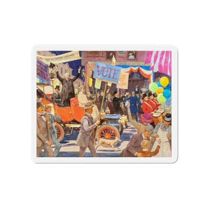 Meet the Candidates, 1906 Cadillac, Great Moments in Early American Motoring, October 1971 (Magazine Illustration) Refrigerator Magnet 5 Inch Die-Cut - The Sticker Space