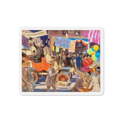 Meet the Candidates, 1906 Cadillac, Great Moments in Early American Motoring, October 1971 (Magazine Illustration) Refrigerator Magnet - The Sticker Space