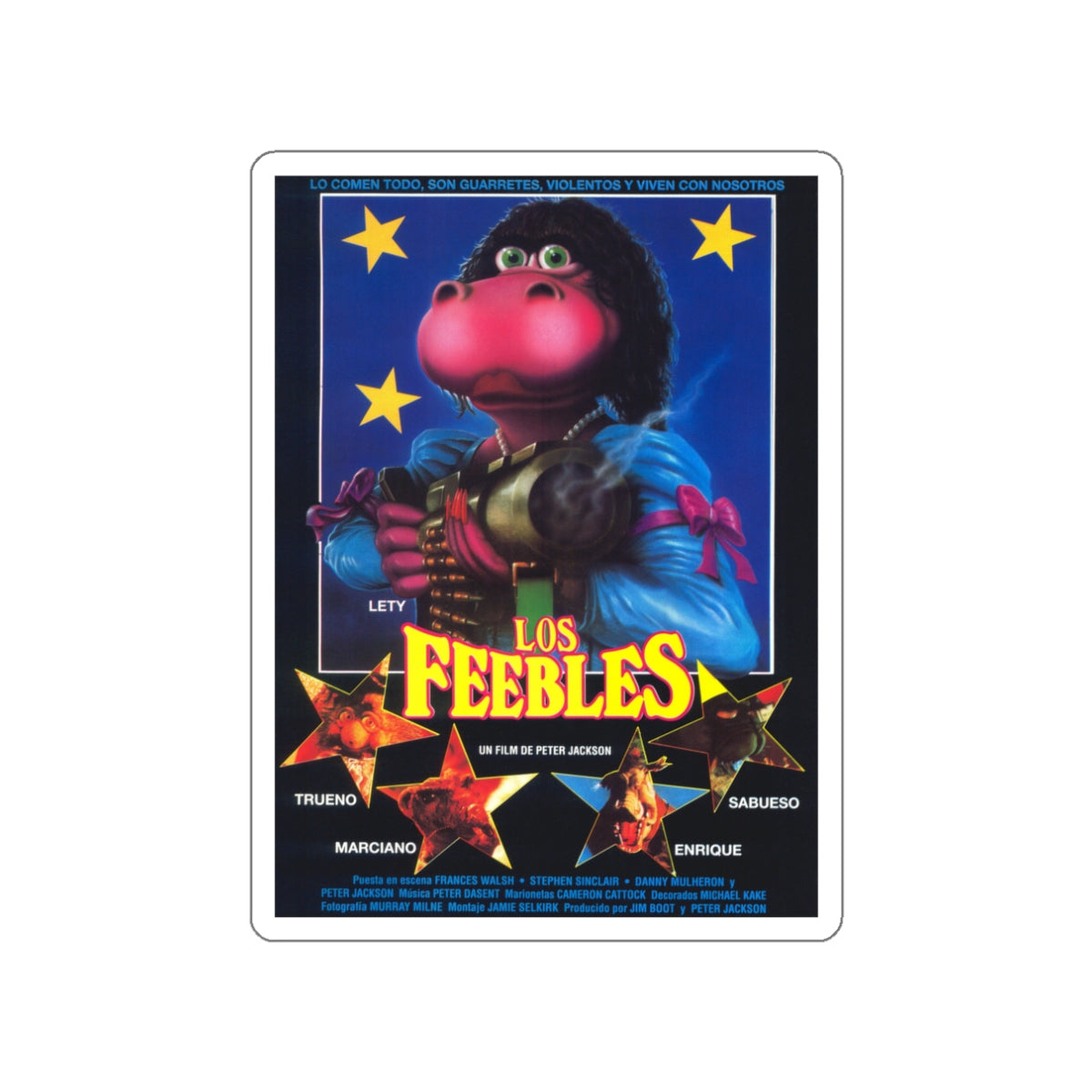 MEET THE FEEBLES (SPANISH) 1989 Movie Poster STICKER Vinyl Die-Cut Decal-3 Inch-The Sticker Space