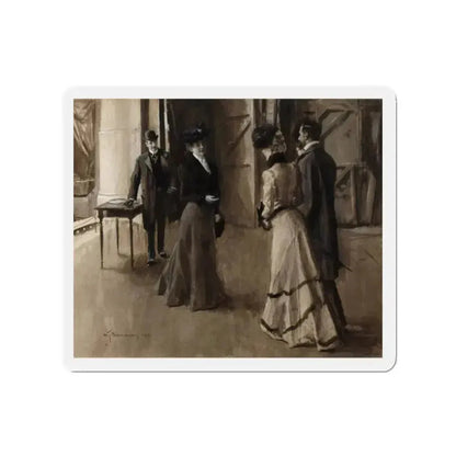 Meeting Backstage (Magazine Illustration) Refrigerator Magnet 2 Inch Die-Cut - The Sticker Space