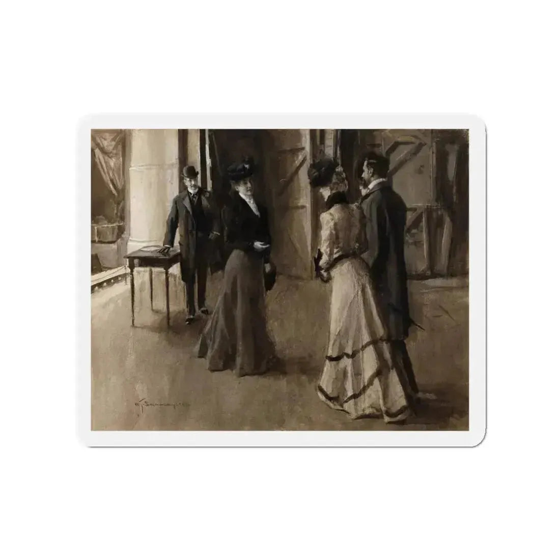 Meeting Backstage (Magazine Illustration) Refrigerator Magnet 3 Inch Die-Cut - The Sticker Space