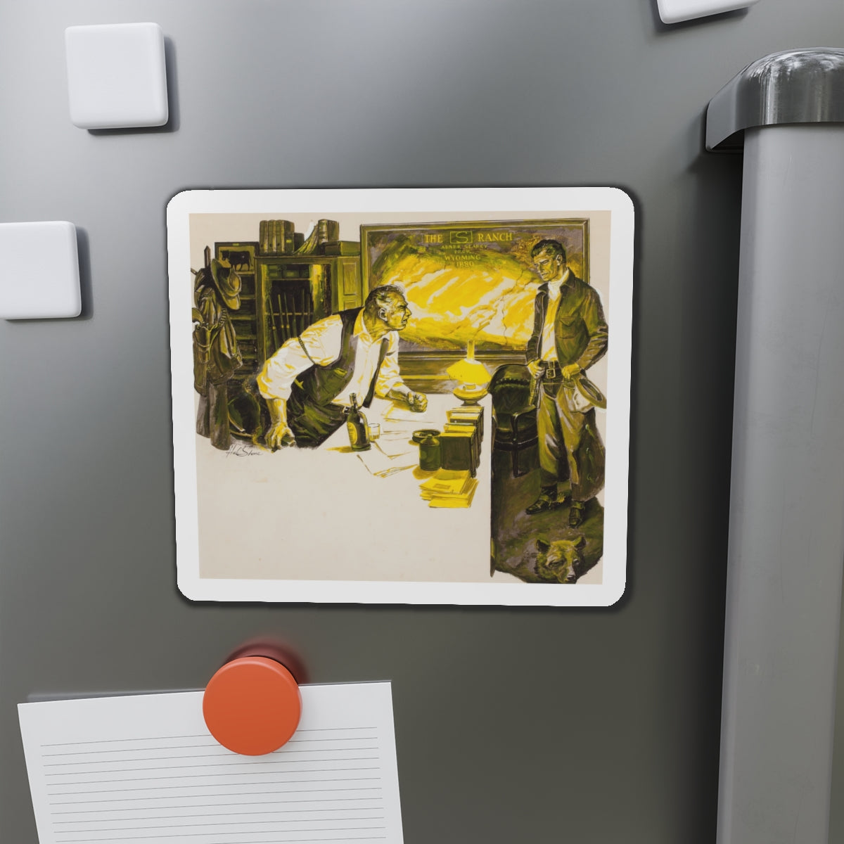 Meeting in a Rancher's Office (Magazine Illustration) Refrigerator Magnet