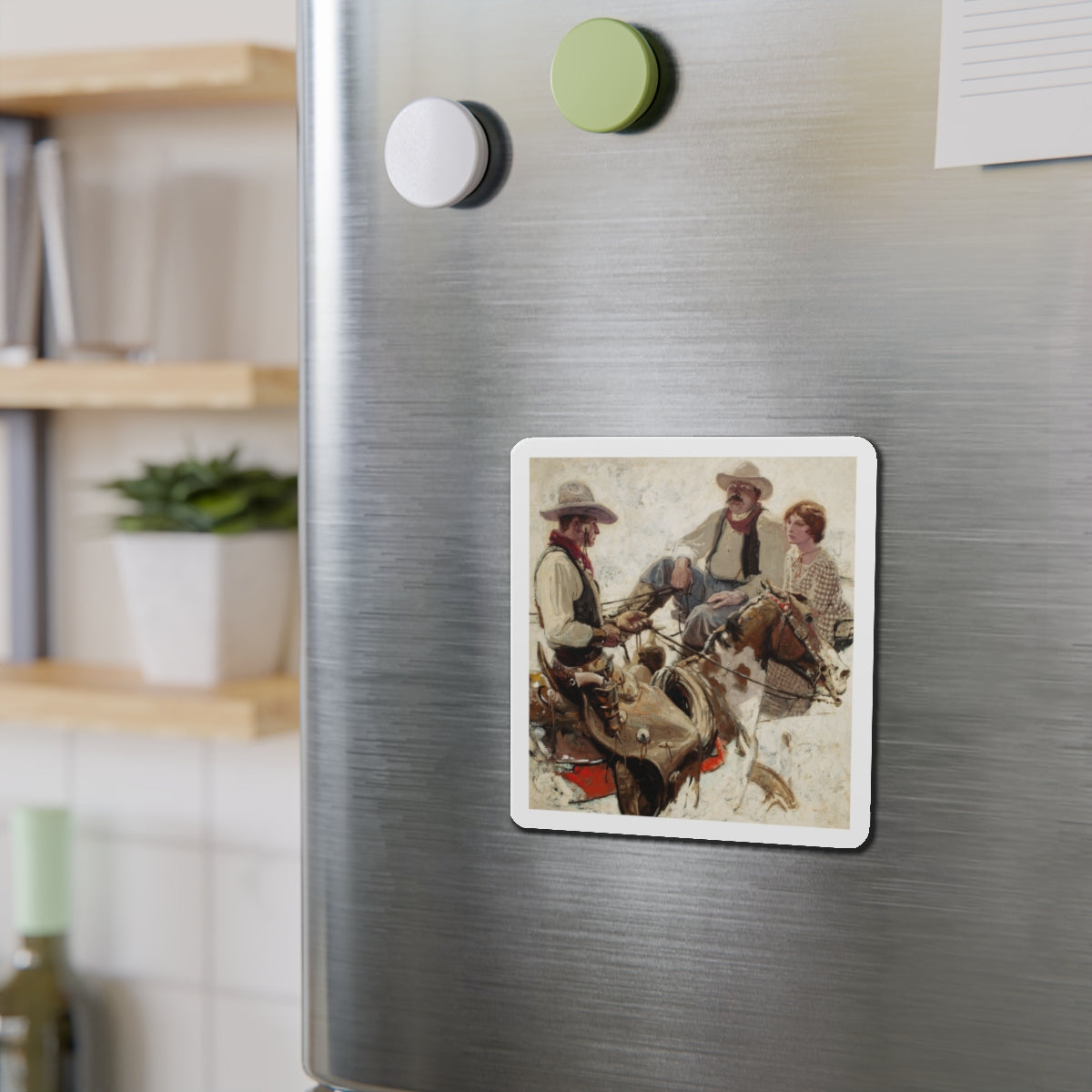 Meeting on the Trail (Magazine Illustration) Refrigerator Magnet-The Sticker Space