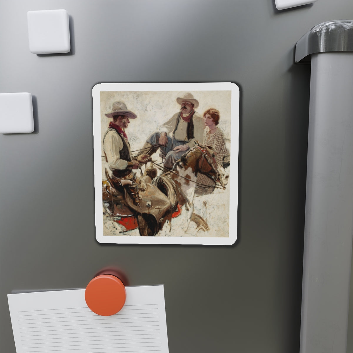 Meeting on the Trail (Magazine Illustration) Refrigerator Magnet-The Sticker Space