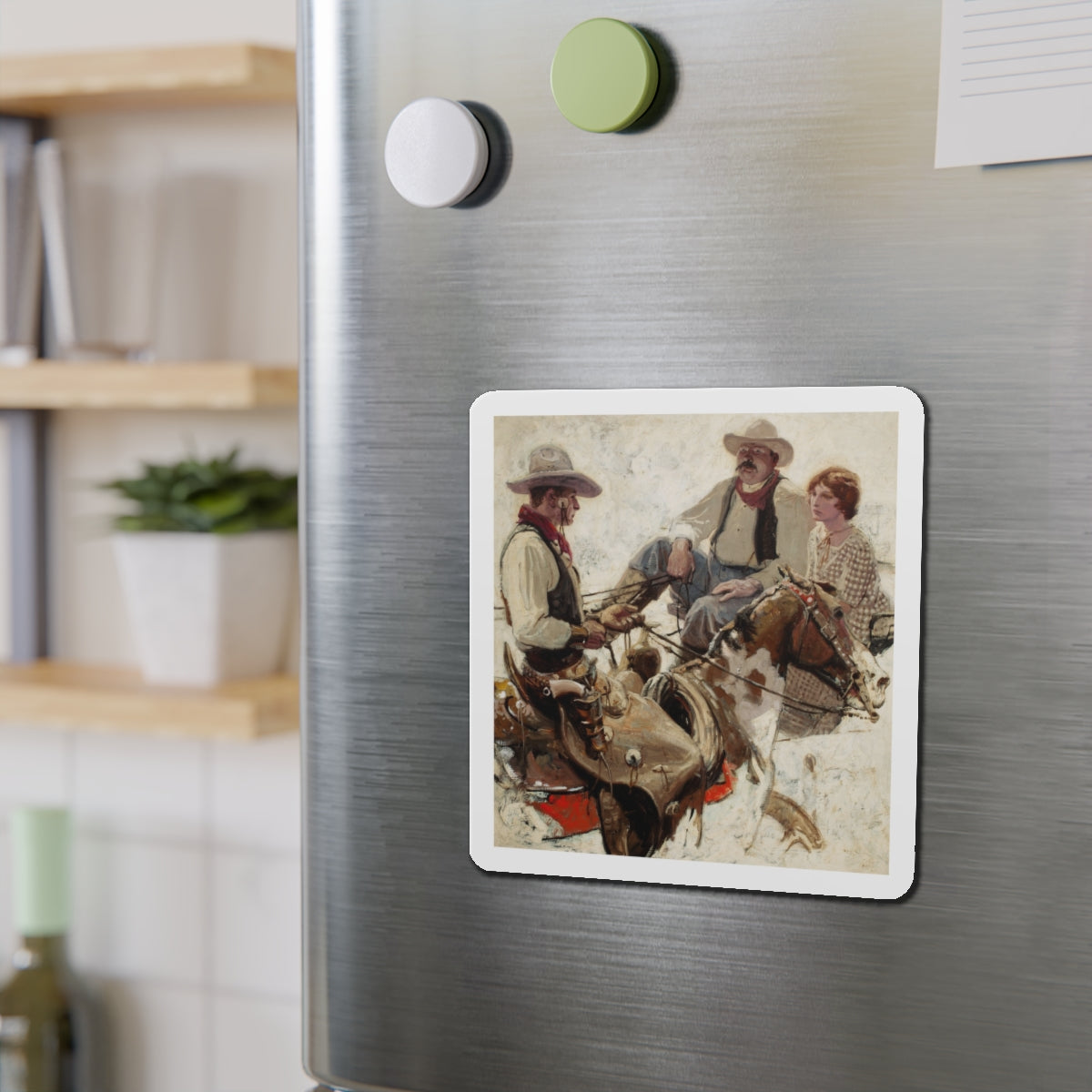 Meeting on the Trail (Magazine Illustration) Refrigerator Magnet-The Sticker Space