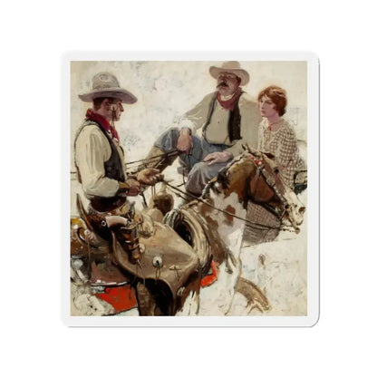 Meeting on the Trail (Magazine Illustration) Refrigerator Magnet 2 Inch - The Sticker Space