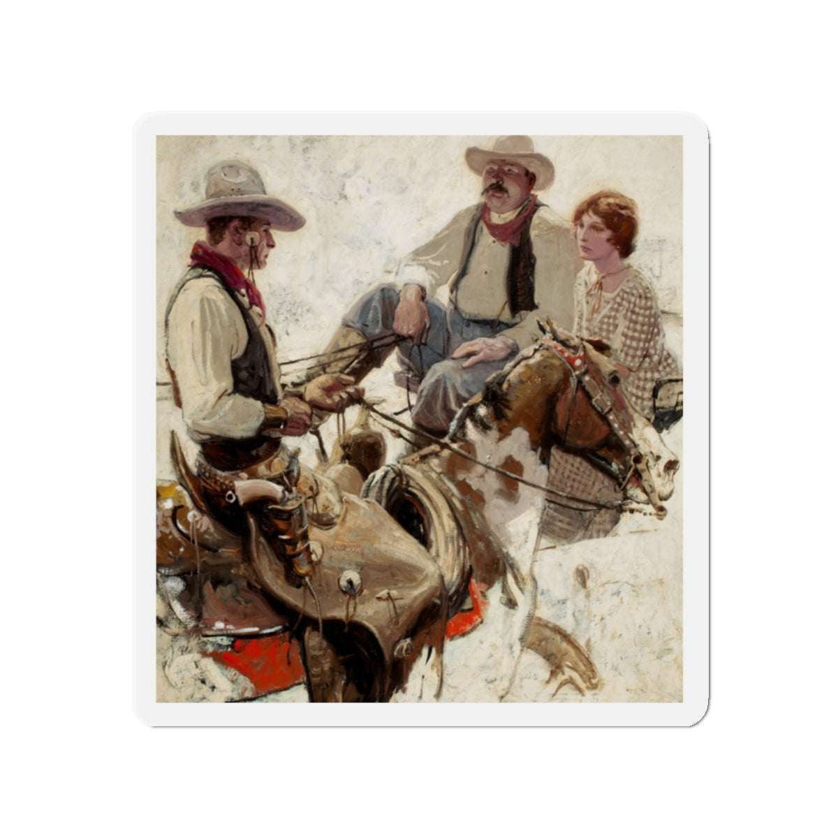 Meeting on the Trail (Magazine Illustration) Refrigerator Magnet-2" x 2"-The Sticker Space