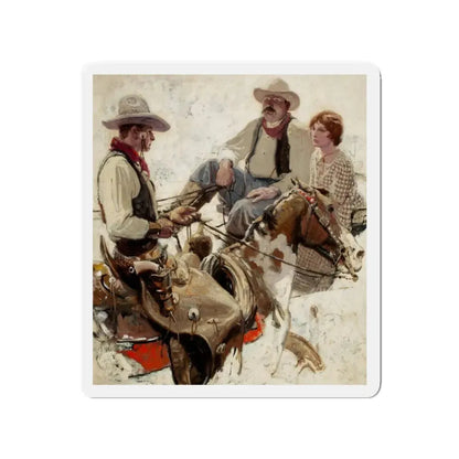 Meeting on the Trail (Magazine Illustration) Refrigerator Magnet 3 Inch - The Sticker Space