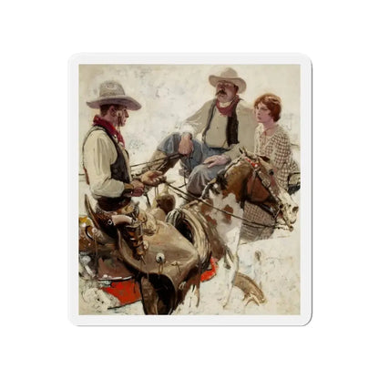 Meeting on the Trail (Magazine Illustration) Refrigerator Magnet 4 Inch - The Sticker Space