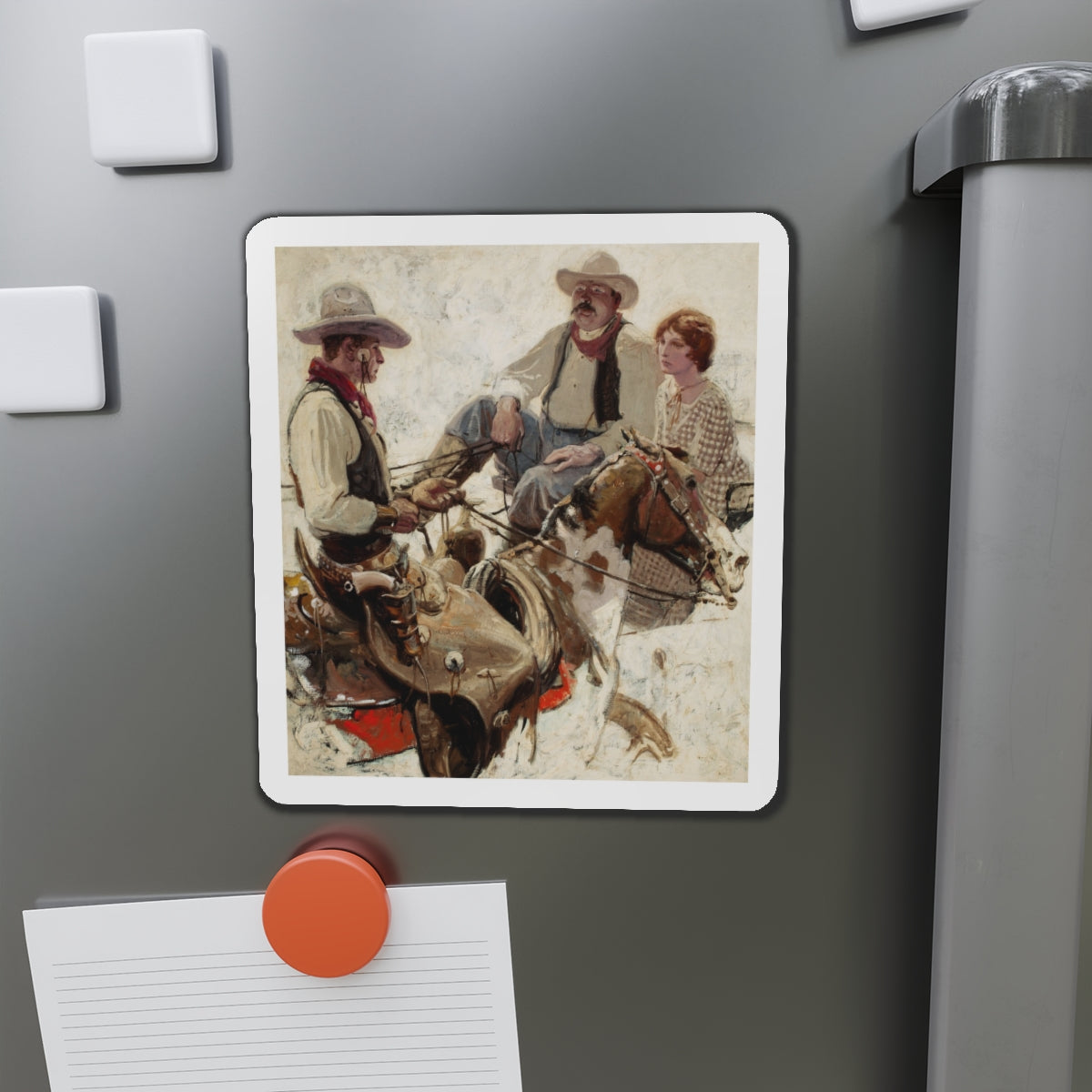 Meeting on the Trail (Magazine Illustration) Refrigerator Magnet-The Sticker Space