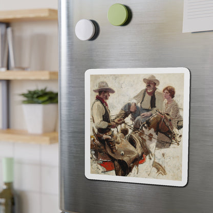 Meeting on the Trail (Magazine Illustration) Refrigerator Magnet-The Sticker Space